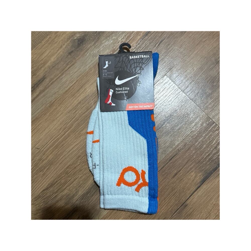 2012 Nike KD Elite Cushioned Basketball Dri-Fit Blue Orange Vintage Crew Socks